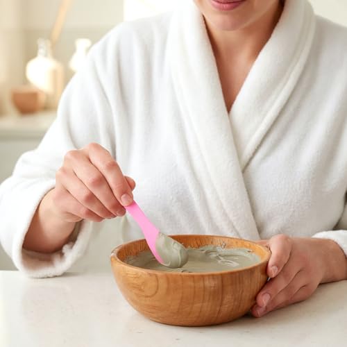 Tucnoeu 9-Piece Pink Facial Spatula Set for Skincare and Makeup
