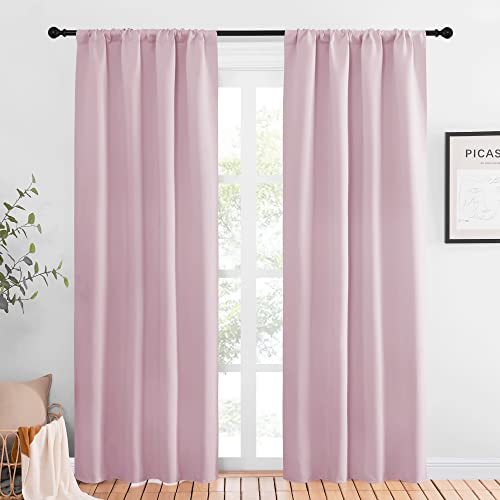 NICETOWN Baby Pink Blackout Curtains 42x84 Inch - 2 Panels Insulated Room Darkening