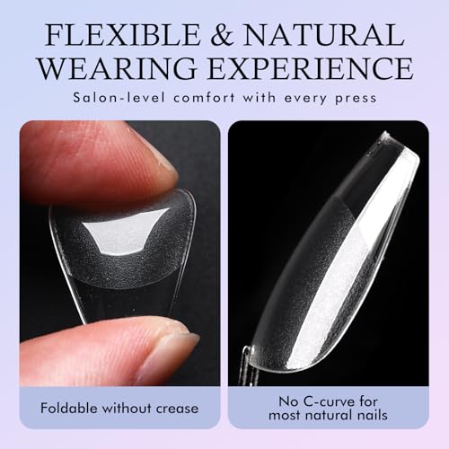 Short Coffin Soft Gel Nail Tips - 360 Pcs Clear Fake Press On Nails