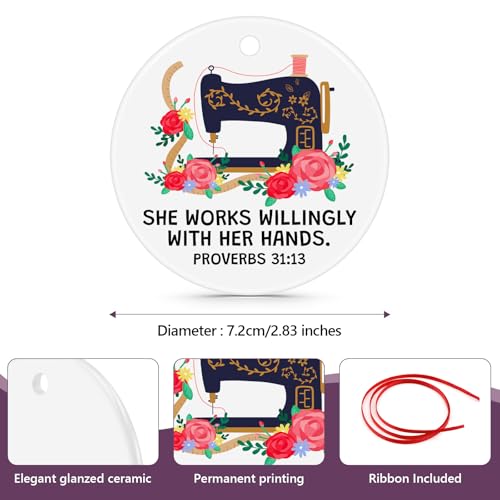 Ceramic Sewing Ornament Gift for Quilters & Seamstresses