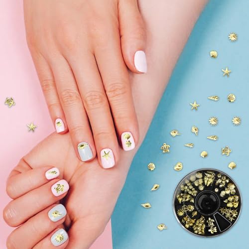 Ocean Nail Art Charms 3D Beach Seashell Starfish Alloy Jewelry Gold & Silver 2 Boxes
