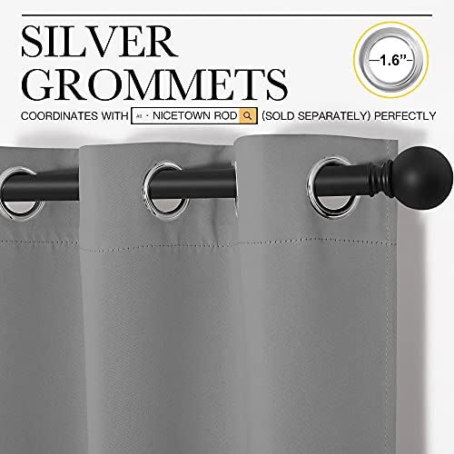 NICETOWN Silver Grey Blackout Curtains, 42 x 68 Inch Thermal Drapes (2 Panels)