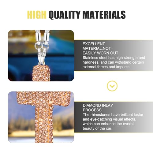 Gold Cross Car Hanging Ornament with Rhinestones - Faith Pendant