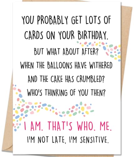 Funny Belated Birthday Card - Humor Gift for Friends & Family