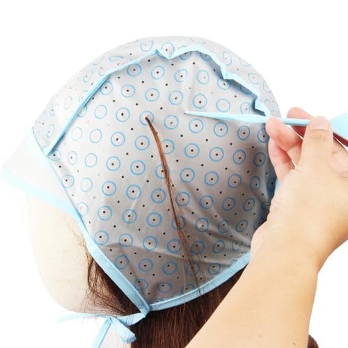 Hair Highlight Cap with Crochet Hook, Blue Dyeing Frosting Kit for Salon and DIY