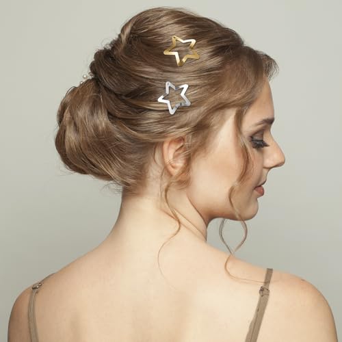 PAGOW 20 Pcs Metal Star Hair Clips, 3cm Non-Slip Snap Hair Barrettes