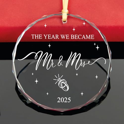 First Married Glass Ornament - Mr and Mrs Wedding Gift