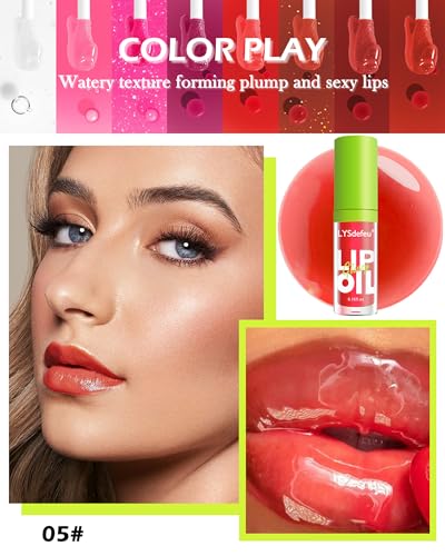 LYSdefeu Hydrating Lip Oil Tint - Moisturizing Non-Sticky Glossy Lip Care