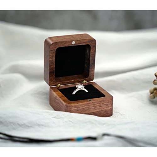 Personalized Mini Wooden Ring Box - Elegant Engagement Holder