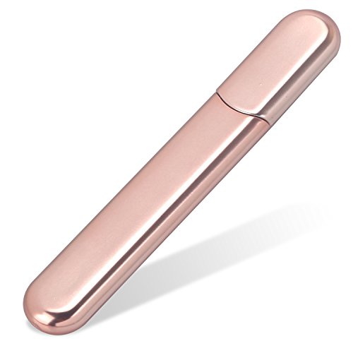 MiDenso Glass Nail File and Buffer - 5.5 Inch Apricot Crystal Nano Nail File with Case
