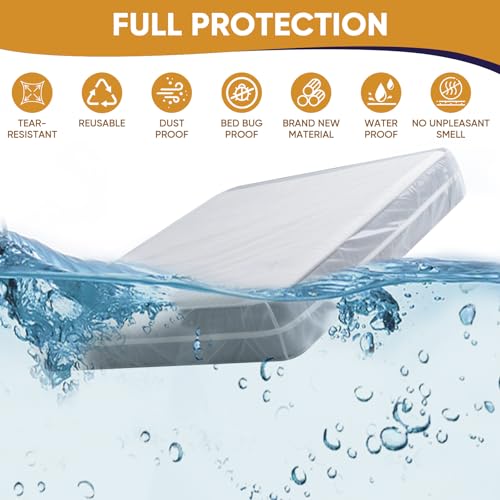 Queen Mattress Bag for Moving - Waterproof Plastic Cover 60" x 100"