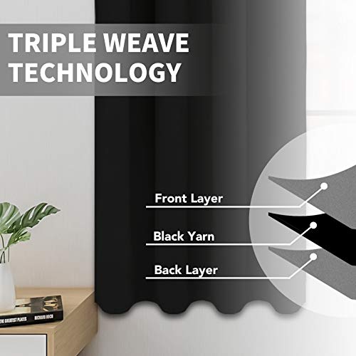 Easy-Going Thermal Blackout Curtains - 2 Panels 52x46 in, Black