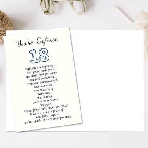 18th Birthday Card for Him or Her - Luxury Linen Cardstock (DA-048)