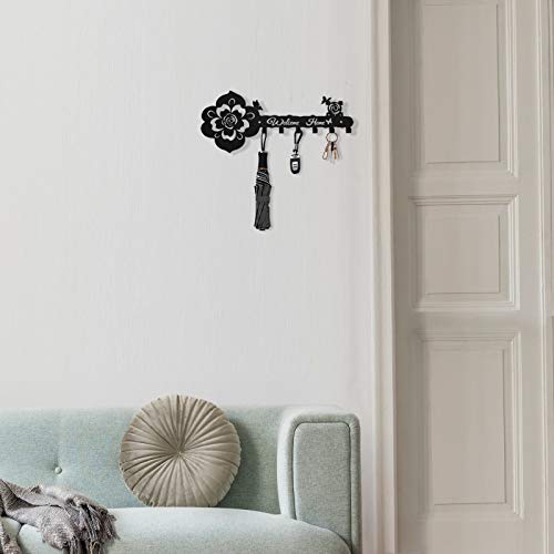 Deveosa Black Rose Metal Key Hanger Rack - Modern Wall Art Hooks