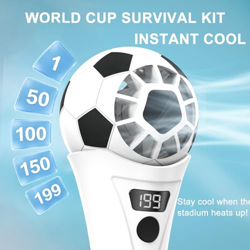 SZO Soccer-Style Handheld Fan, Rechargeable Clip-On Fan, Black & White