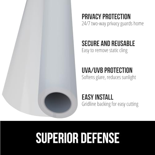 Gorilla Guard Frosted Window Privacy Film - 17.5 x 118.1 Inch, Two-Way UV Blocking