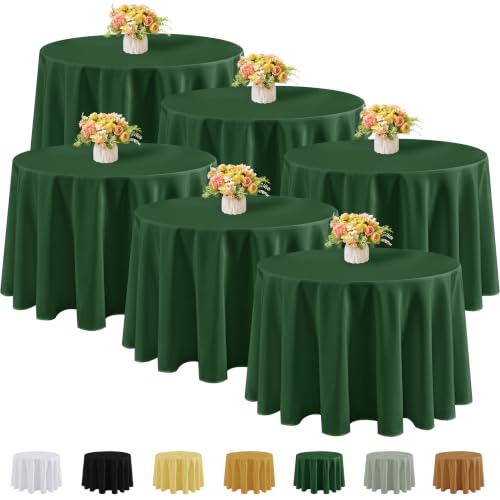 Fitable 6 Pack Hunter Green Round Tablecloths - 108 Inch Diameter