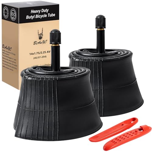 2 PCS 14 Inch Heavy Duty 14x1.75/2.25 Bike Tubes AV32mm Schrader Valve 45/57-254 Inner Tubes Compatible with 14 x 1.75 14x1.90 14x1.95 14x2.0 14x2.10 14x2.125 14x2.25 Bike Bicycle Tire Tubes