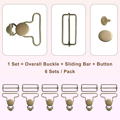 Metal Overall Buckles Set - 6 Durable Clips with Adjustable Sliders