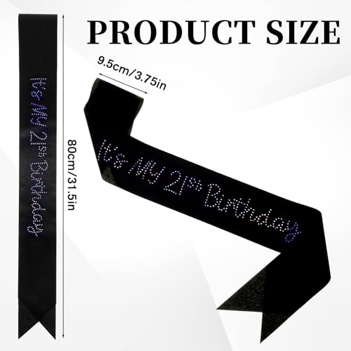21st Birthday Sash with Glitter Rhinestones for Women