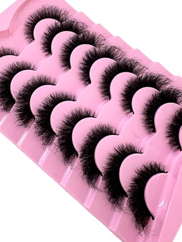 HBZGTLAD 3D Natural False Mink Eyelashes - 8 Pairs Long Makeup Lashes Y09