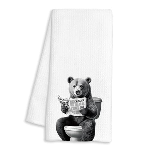 Funny Bear Hand Towels - Decorative Chenille Bath Towels, 16x24 Inch