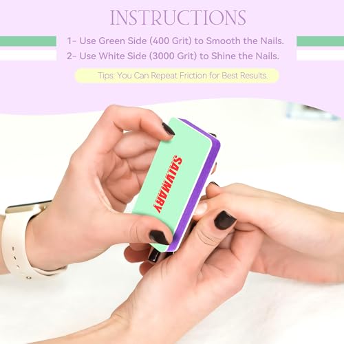 SALVMARY Nail Shine Buffer Block 2-Pack - 400/3000 Grit Nail Polisher