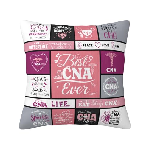 CNA Gifts for Women - 18" x 18" Pink Throw Pillow Cover