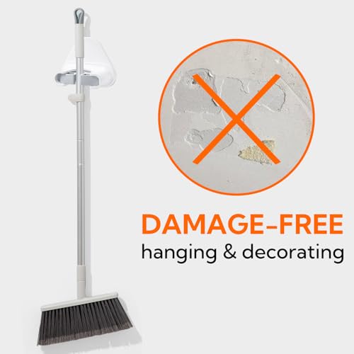 Hookay 10lbs Broom and Mop Grippers - Damage-Free Wall Holder