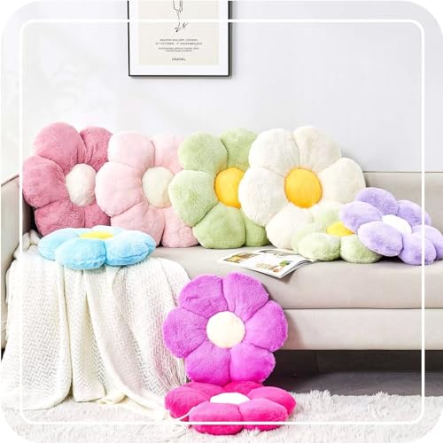 Kcvvcr Pink Flower Throw Pillow - Soft Faux Rabbit Fur Cushion 14.9"