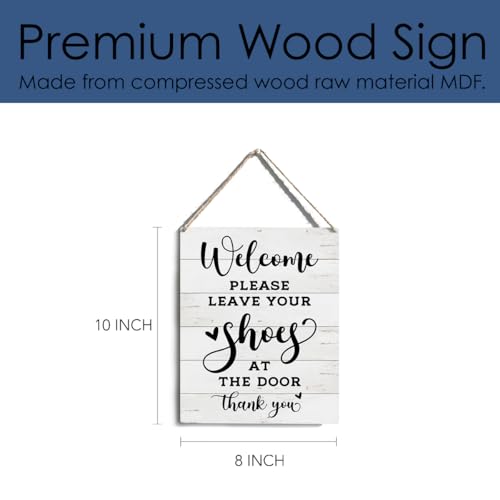 Please Remove Your Shoes Wooden Hanging Sign - 10 x 8 Inch Porch Decor
