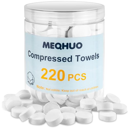 220 Pcs Compressed Towels for Face, Mini Portable Compressed Towel Tablets, Disposable Washcloths for Travel, Compress Towels Camping Toilet Paper Hand Facial Coin Tissue