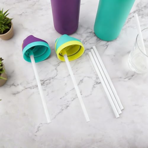 Replacement Straws for Owala Water Bottle 24oz 32oz, 6-Pack Reusable Plastic Straws with Cleaning Brush