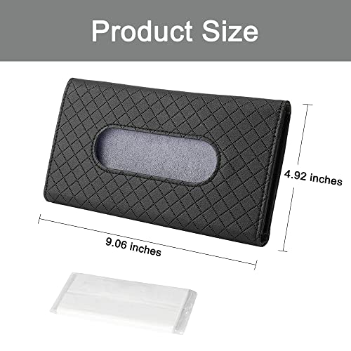 Langmeil Single Black Car Sun Visor Tissue Holder & Mask Organizer, Premium PU Leather