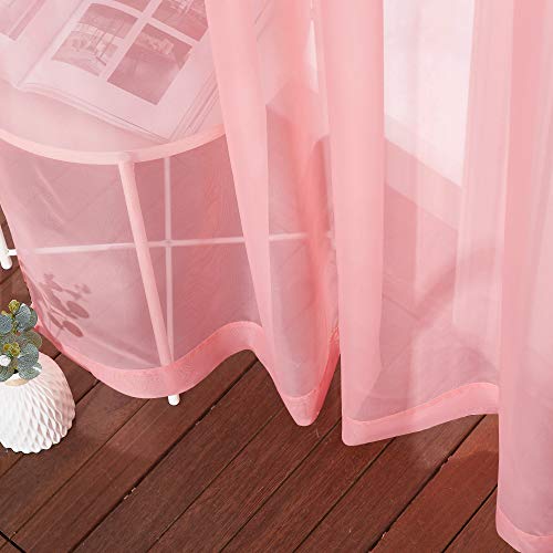 NICETOWN Coral Sheer Curtains 54x96 Inches Pack of 2 - Long Grommet Window Panels for Patio & Glass Doors