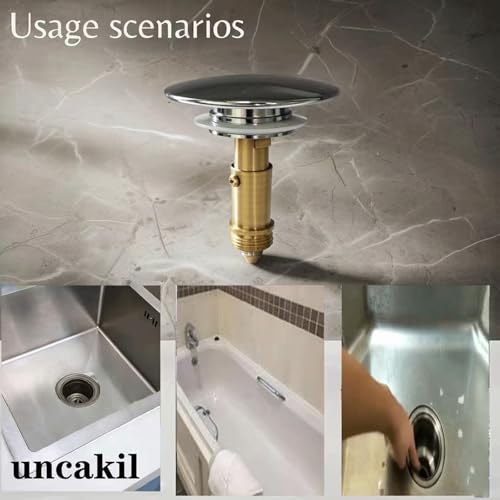 Golden Pop Up Sink Drain Stopper, 66mm Click Clack Plug Replacement