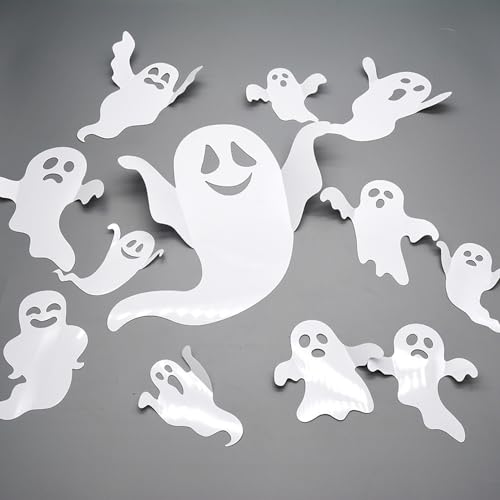 24pcs 3D Ghost Wall Stickers - Reusable Halloween Decor