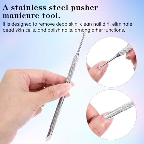 Eldraqth Stainless Steel Dual Ended Cuticle Pusher and Sandpaper Sheets