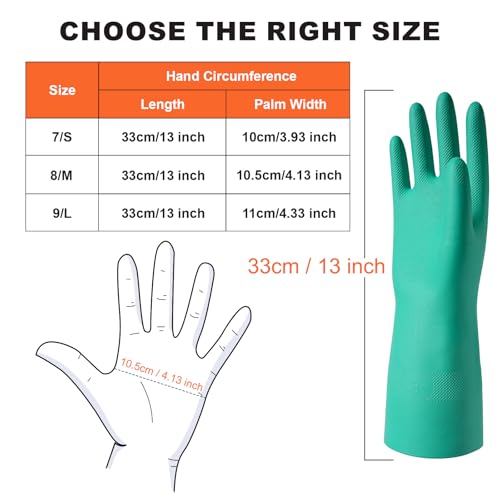 North Tower Reusable Long Dishwashing Gloves, Nitrile Rubber - Large