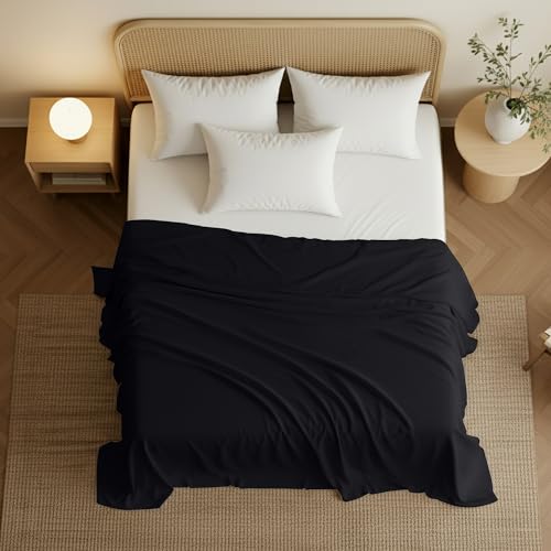 Utopia Bedding Queen Flat Sheet - Ultra Soft Brushed Microfiber, Black