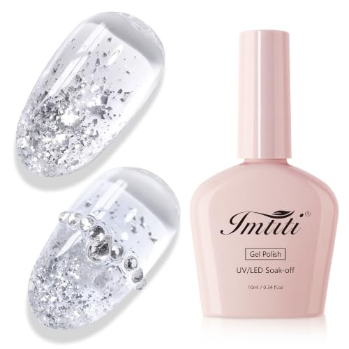 Imtiti Silver Glitter Gel Nail Polish Diamond Sparkle Soak Off UV LED 10ML