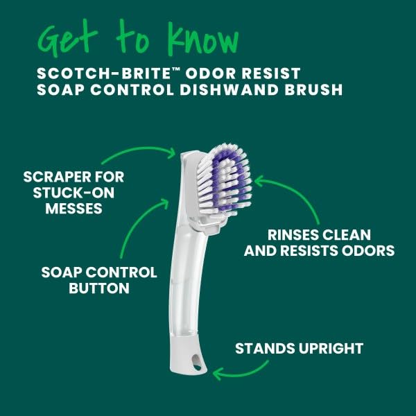 Scotch-Brite Soap Control Dishwand Brush - 1 Count, Odor Resistant