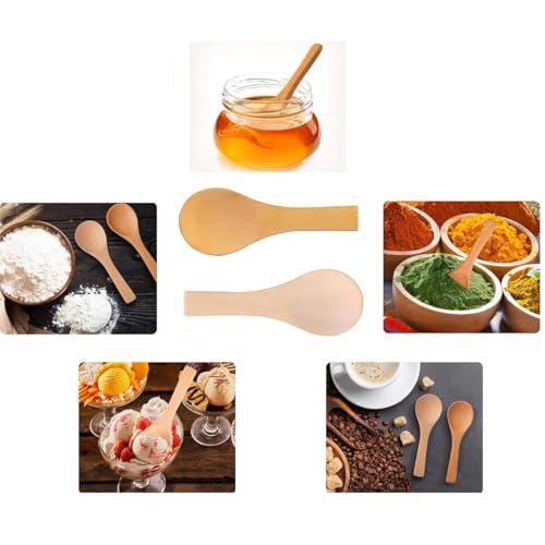Mini Wooden Spoons Set of 10 - Natural Wood for Jams, Spices & More