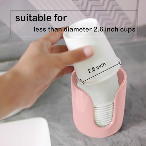 Ceramic Mouthwash Cup Dispenser - Pink, 3 oz & 4 oz Holder