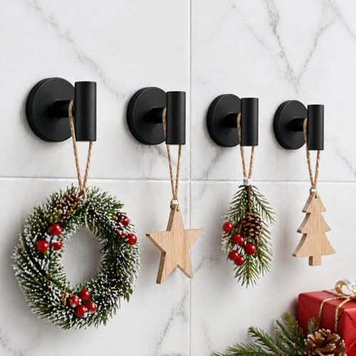 Matte Black Suction Cup Hooks - 2Pcs Waterproof Towel Holders