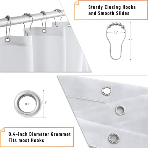 Arotive Ombre Shower Curtain, 72x75 Waterproof Fabric with 15 Hooks, Beige