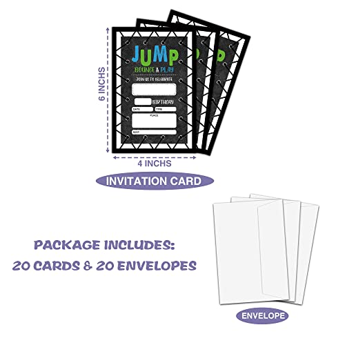 Bounce House Birthday Invitations - 20 Fill-In Cards & Envelopes