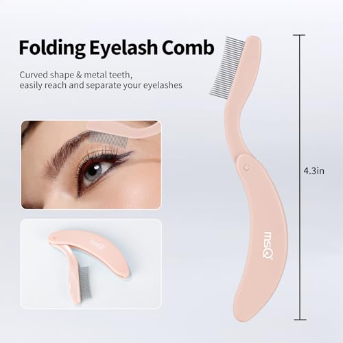 MSQ Folding Eyelash Separator Tool - Stainless Steel Lash Comb in Khaki