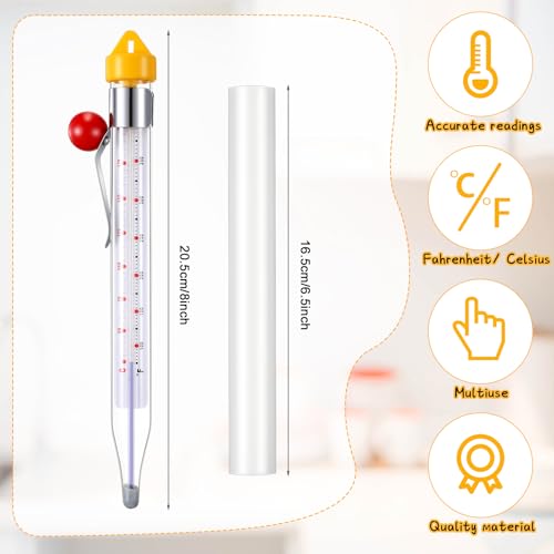Photect 8-Inch Candy Thermometer with Adjustable Pot Clip - Yellow
