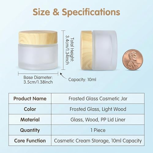 Ericotry 3-Pack 10ml Refillable Glass Cosmetic Jar Pots with Lids